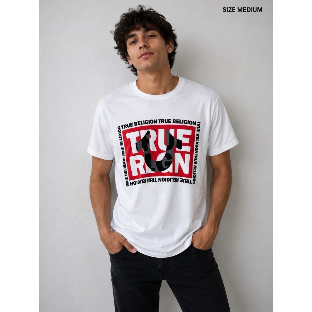 TRUE RELIGION Medium White Graphic Print T-Shirt -1869